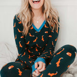 Foxes Organic Cotton Jersey PJ Set (Teal/Orange)