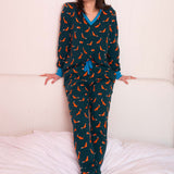 Foxes Organic Cotton Jersey PJ Set (Teal/Orange)