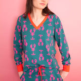 Lobsters Organic Jersey PJ Set (Green/Pink)