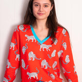 Snow Leopards Organic Jersey PJ Set (Coral)