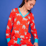 Snow Leopards Organic Jersey PJ Set (Coral)