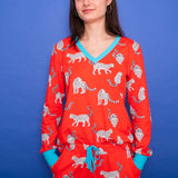 Snow Leopards Organic Jersey PJ Set (Coral)