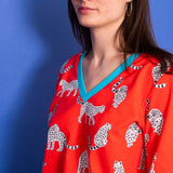 Snow Leopards Organic Jersey PJ Set (Coral)