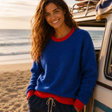 Colour Pop Knit Jumper (Blue/Red)