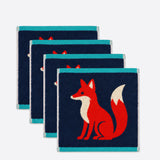 x4 Kissing Foxes Organic Cotton Face Cloths
