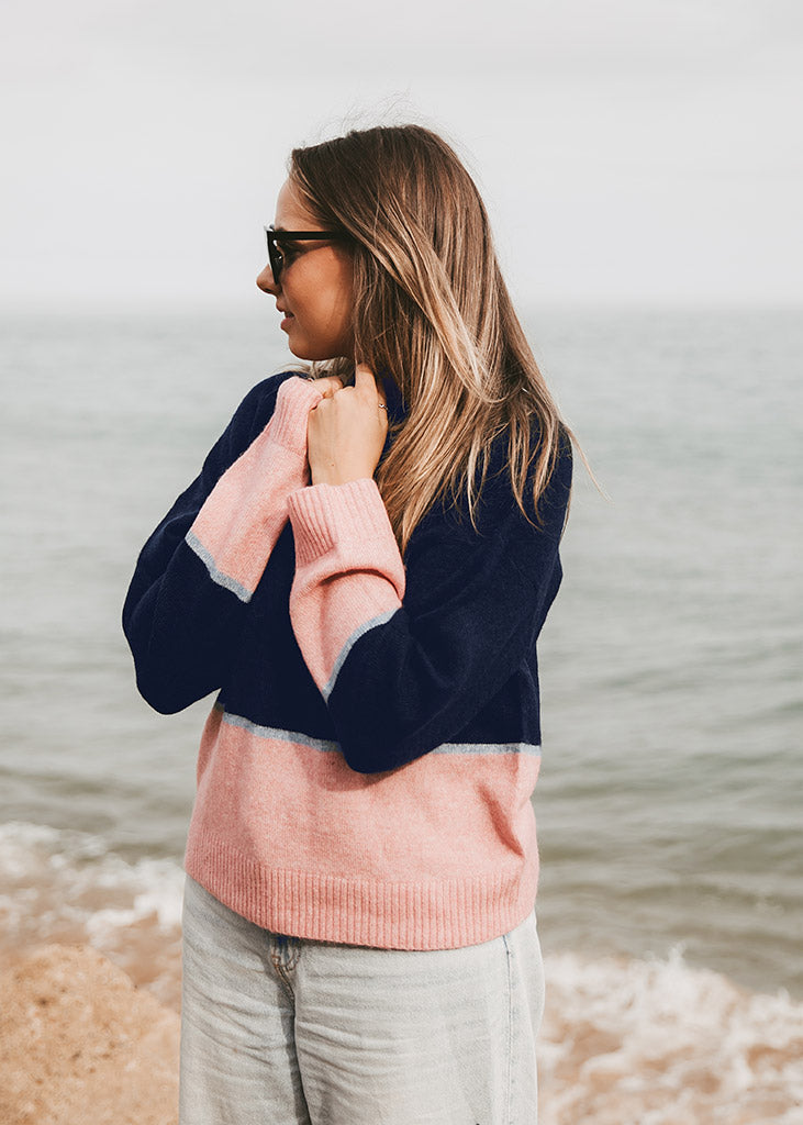 Colour Block Jumper Blue Pink Anorak