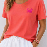 Crab Organic Cotton T-Shirt (Coral)