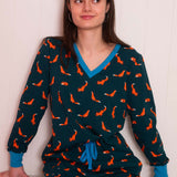 Foxes Organic Jersey PJ Set (Teal/Orange)