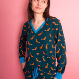 Foxes Organic Jersey PJ Set (Teal/Orange)