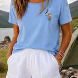 Snow Leopard Organic Cotton T-Shirt (Light Blue)