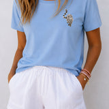 Snow Leopard Organic Cotton T-Shirt (Light Blue)