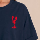 Lobster Organic Cotton Boxy Tee (Dark Navy)