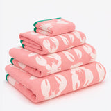 Lobster Organic Cotton Towel Set (Pink)