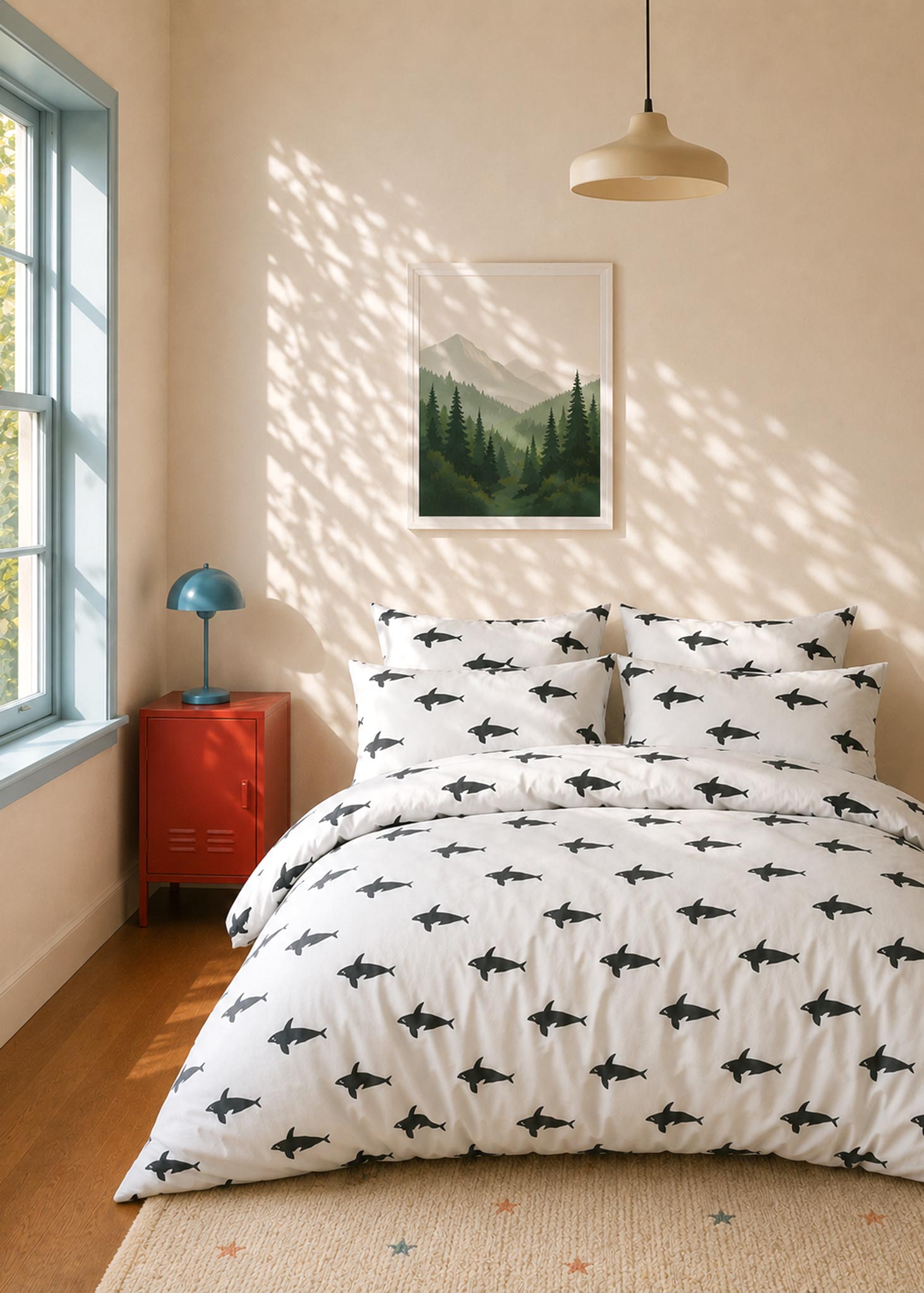 Anorak Orca Organic Cotton Bedding, Killer Whale Printed Bedding (Grey)