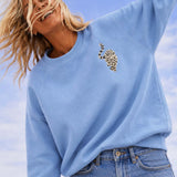 Snow Leopard Organic Cotton Sweatshirt (Light Blue)