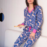 Sunflower Organic Jersey PJ Set (White/Blue)