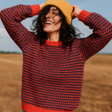 Pre-Order Weave Jumper Coral / Blue